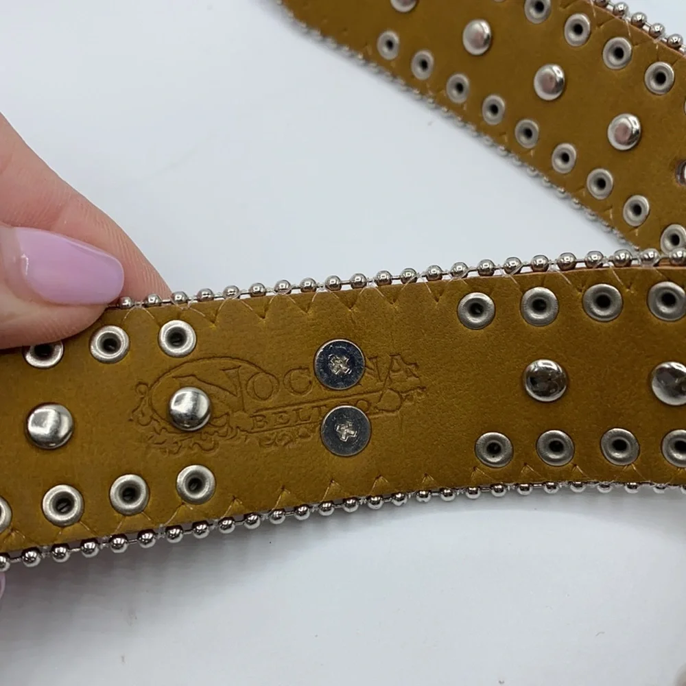 Nocona Brown Kids Belt with Pink Cross and Iridescent Studs
